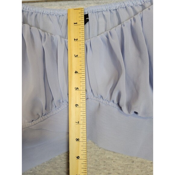 Coquette Sweetheart Chiffon Crop Top Blouse Juniors Small Light Blue Fairytale - Picture 8 of 11